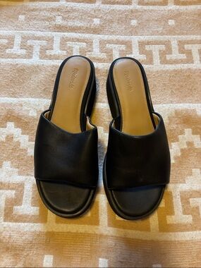 Madewell Black Leather Slides